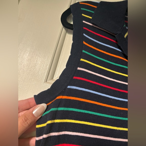 Brooks Brothers rainbow stripe polo shirt dress knit scallop edge women's size S - Picture 3 of 5